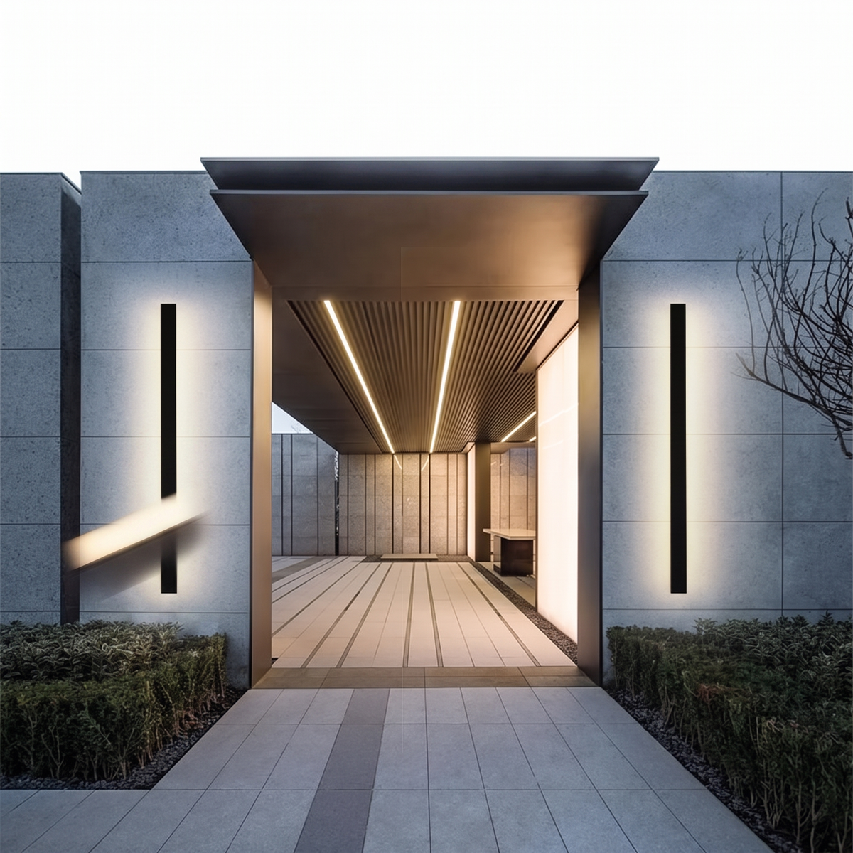 Lumira black linear LED wall light on a white background