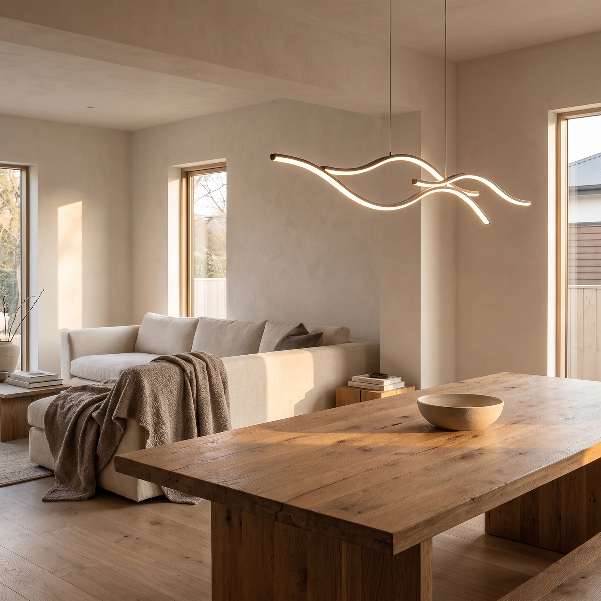 Ondelle pendant in an open plan living and dining space